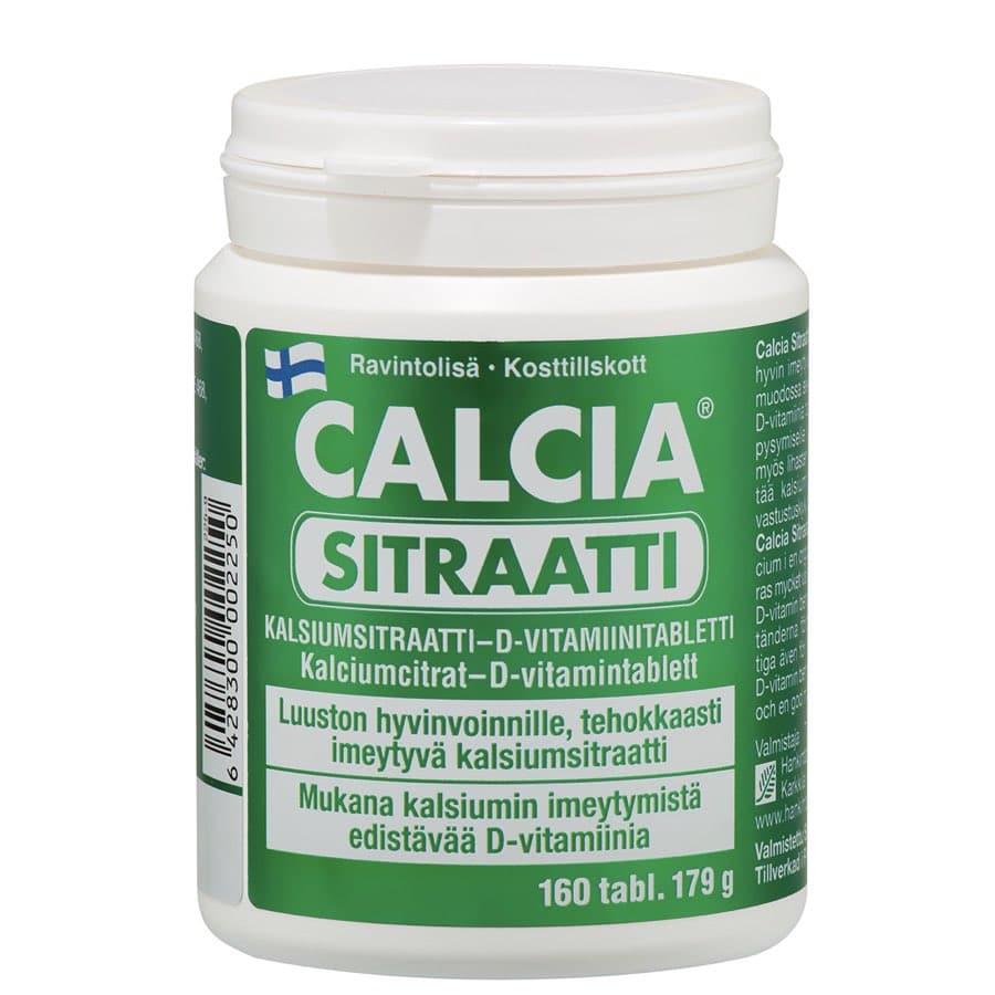 Calcia Sitraatti calcium citrate vitamin D3 tablets bone support Finland