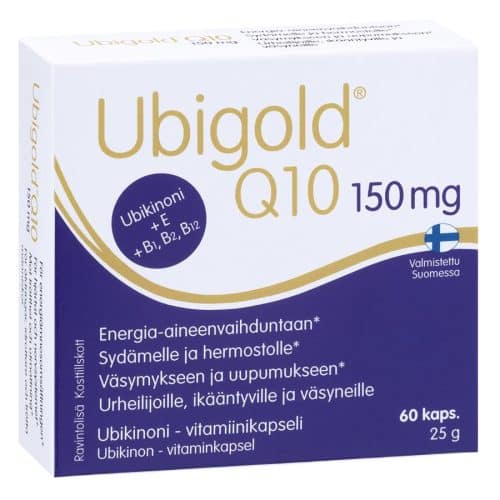 Ubigold Q10 150 mg high strength coenzyme q10 capsules with vitamins E B1 B2 and B12