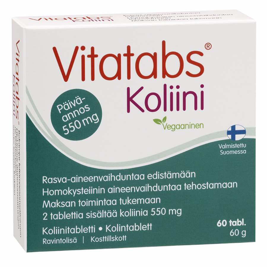 Vitatabs Koliini Choline 550 mg tablets for liver and metabolism support 60 tablets
